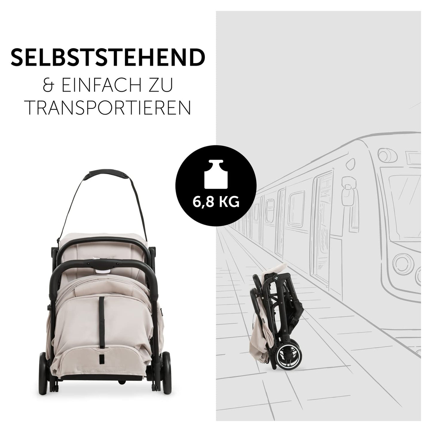 Hauck Travel N Care Dark Olive Kinderwagen – Leichter Reise Buggy für Kinder ab Geburt bis 22 kg mit Liegefunktion, kompakt und UPF 50+