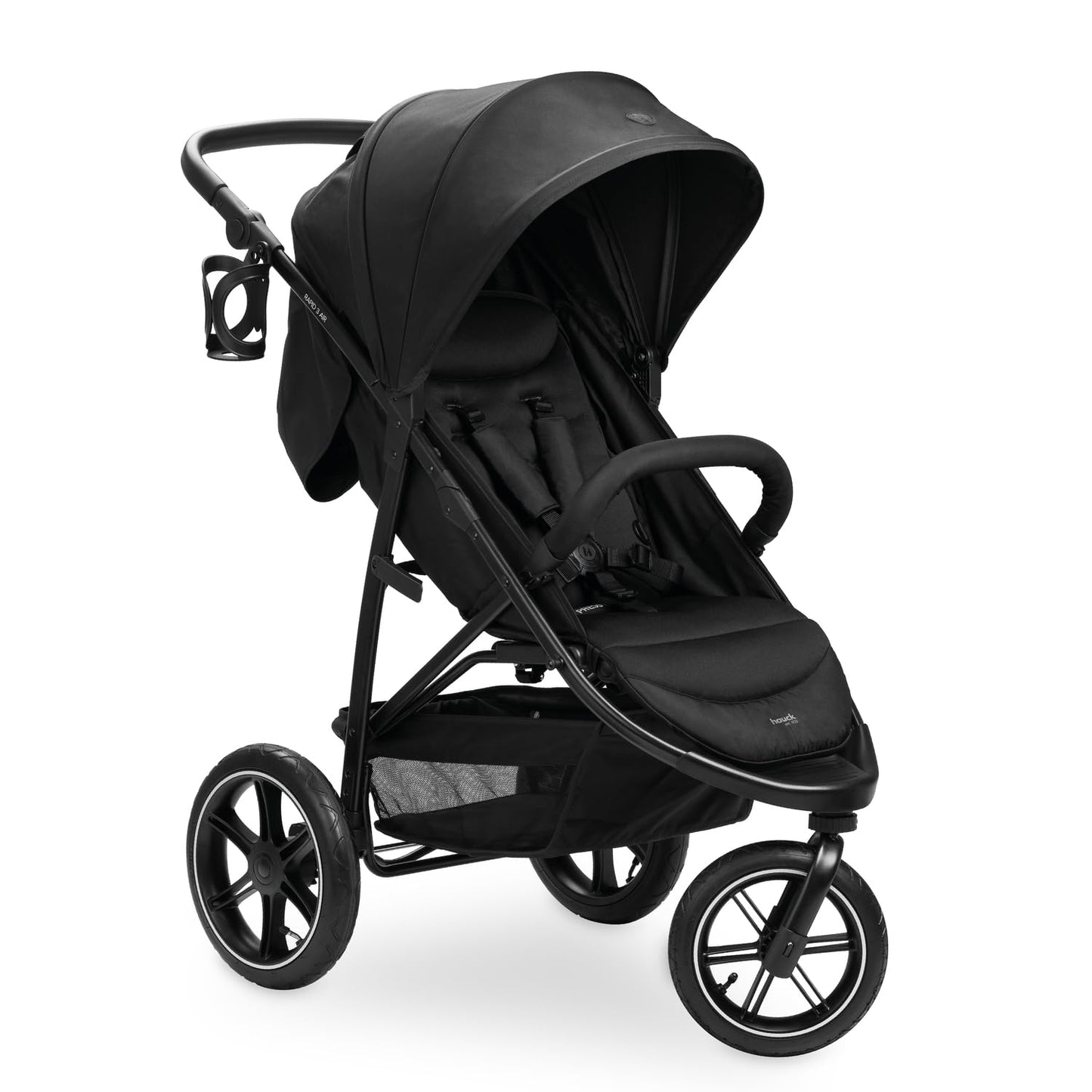 Hauck Buggy Rapid 3R Kinderwagen für Kinder bis 22 kg, mit Gummi Reifen, Klein Zusammenklappbar, UV-Schutz 50+, Schlaffunktion ab Geburt, Höhenverstellbarer Schieber und Großem Korb bis 3 kg (Black)