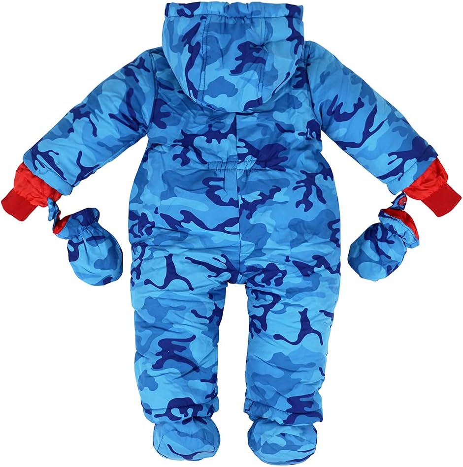 Baby Winter Overall Mit Kapuze Schneeanzüge mit Handschuhen und Füßlinge Mädchen Jungen Warm Kleidungsset