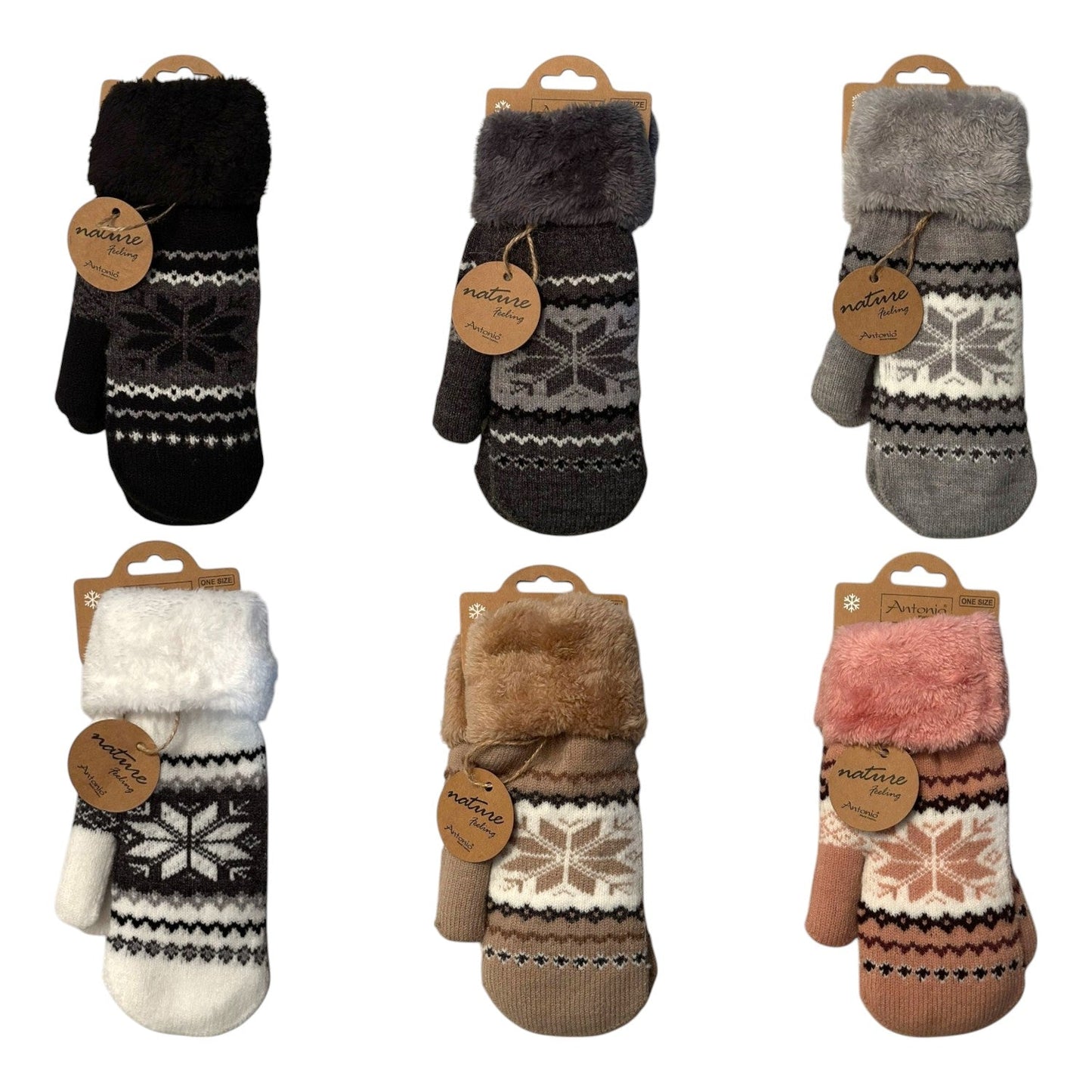 Winter Damen Fäustlinge » Winterfäustlinge Schneeflocke » Damenhandschuhe » warme Strickhandschuhe