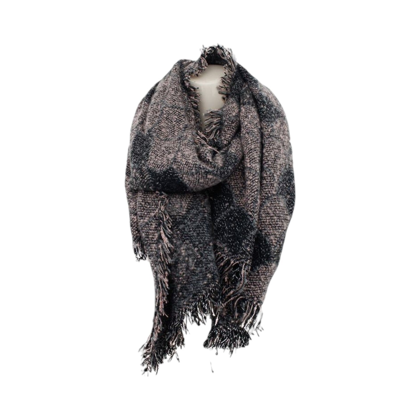 Winter Damen Schal » Winterschal High Volume » Damenschal Lurex » Fransenschal mit Drachenhaut Optik