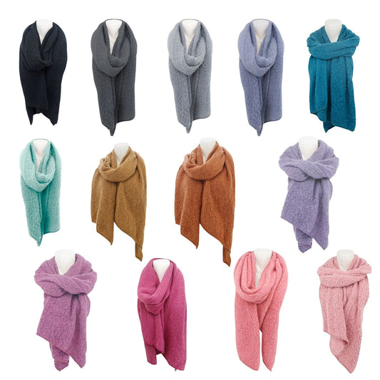 Winter Damen Schal Trapez » Bouclé Damenschal 200x40 cm » Winterschal Trapezschal » Alpaca Touch-Feeling | weich & flauschig
