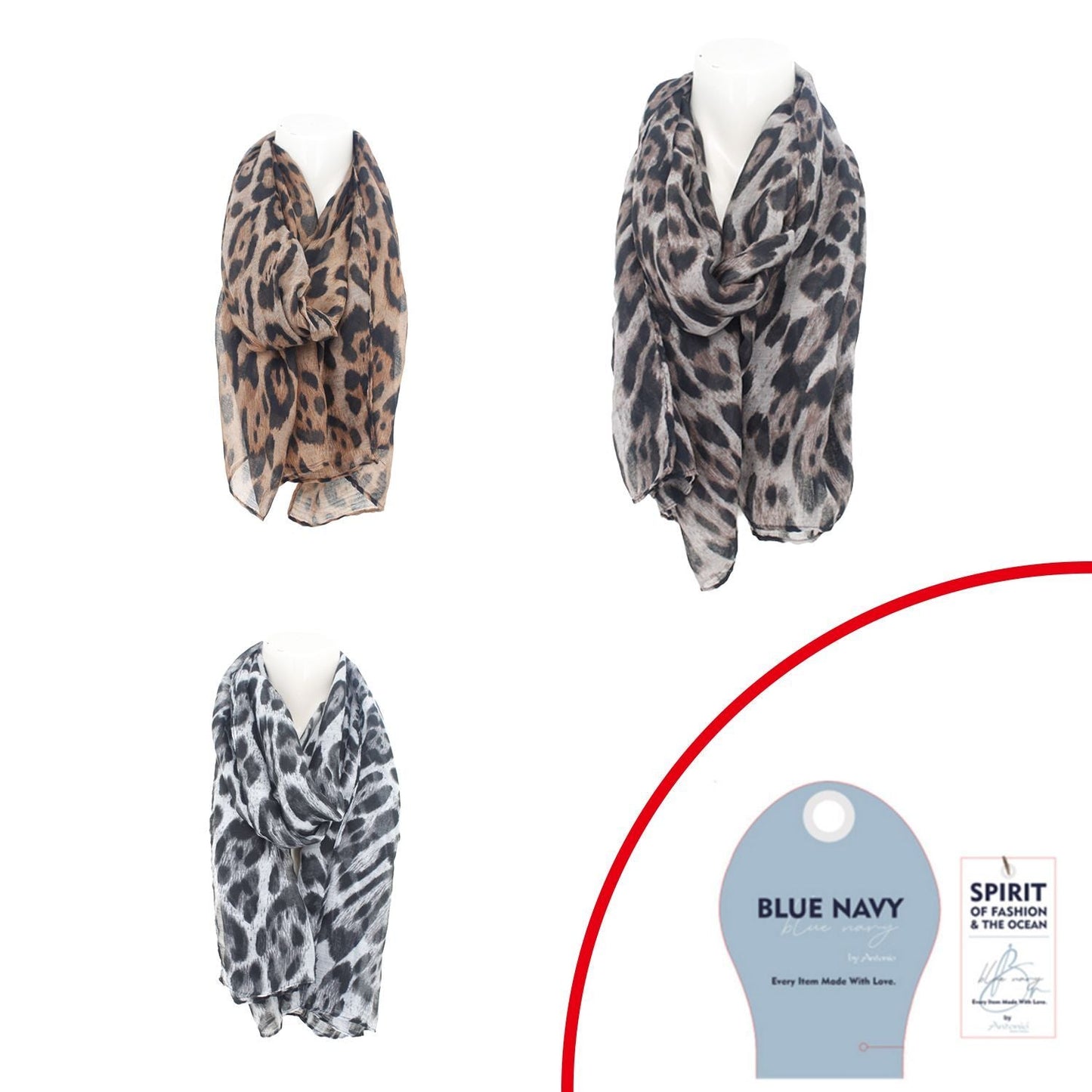 Sommer Damen Schal » Wilde Katze Leo-Print » leichter Sommerschal 180 x 80 cm » Halstuch mit Leoparden Muster » Damenschal weich & dünn