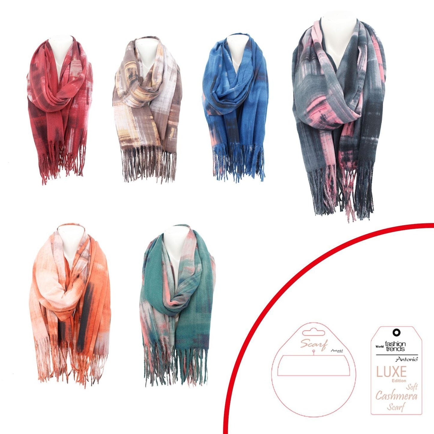 Winter Damen Schal Soft Cashmera » Winterschal Picasso » Fransenschal » Damenschal 180 x 70 cm