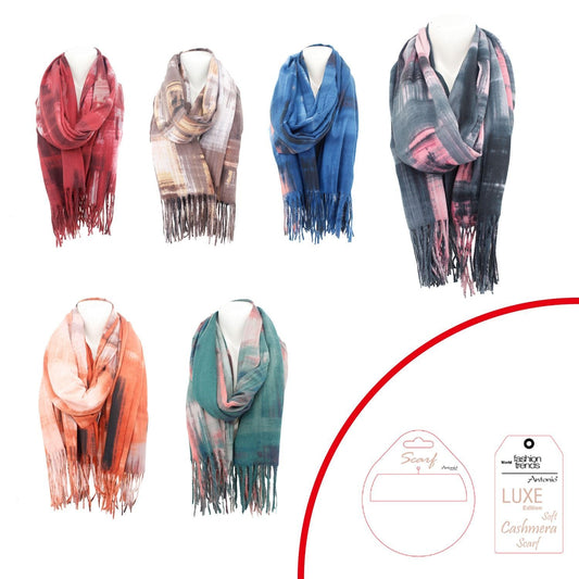 Winter Damen Schal Soft Cashmera » Winterschal Picasso » Fransenschal » Damenschal 180 x 70 cm