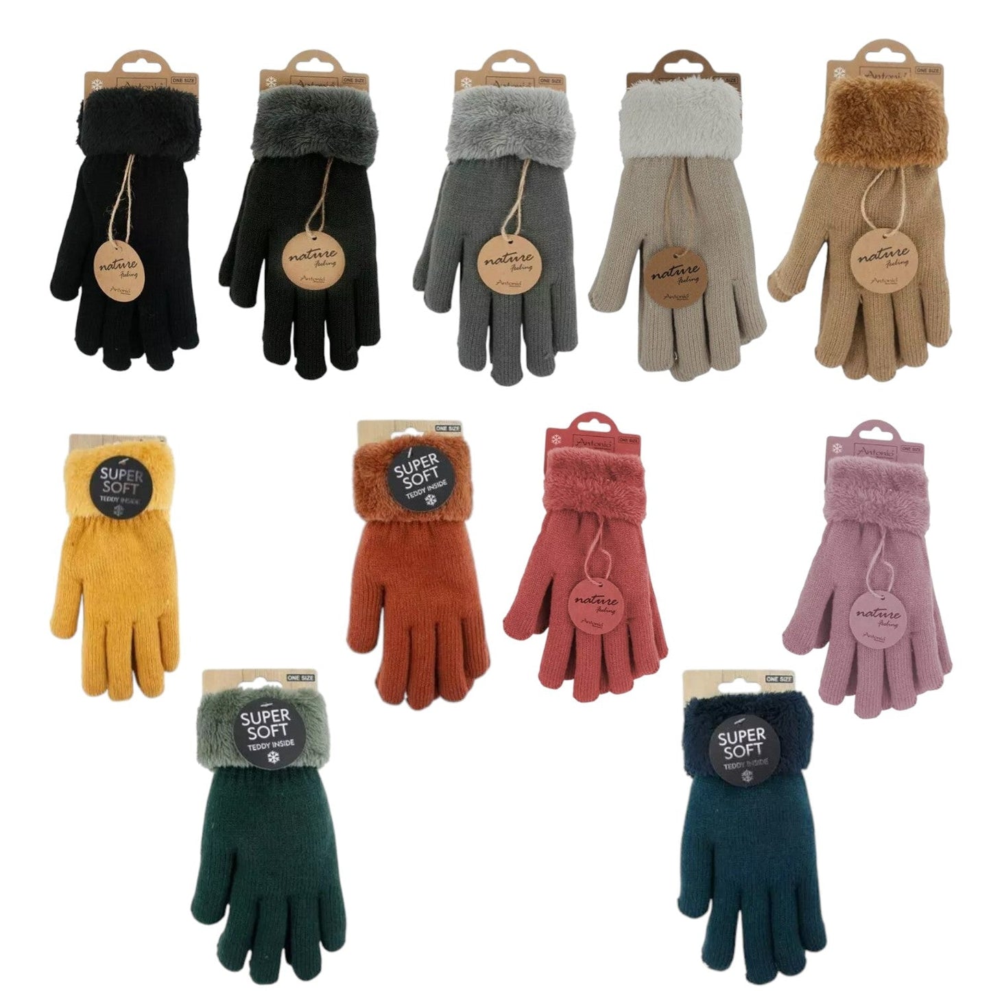 Gefütterte Damen Strickhandschuhe » Teddy Winterhandschuhe » Fingerhandschuhe Super Soft