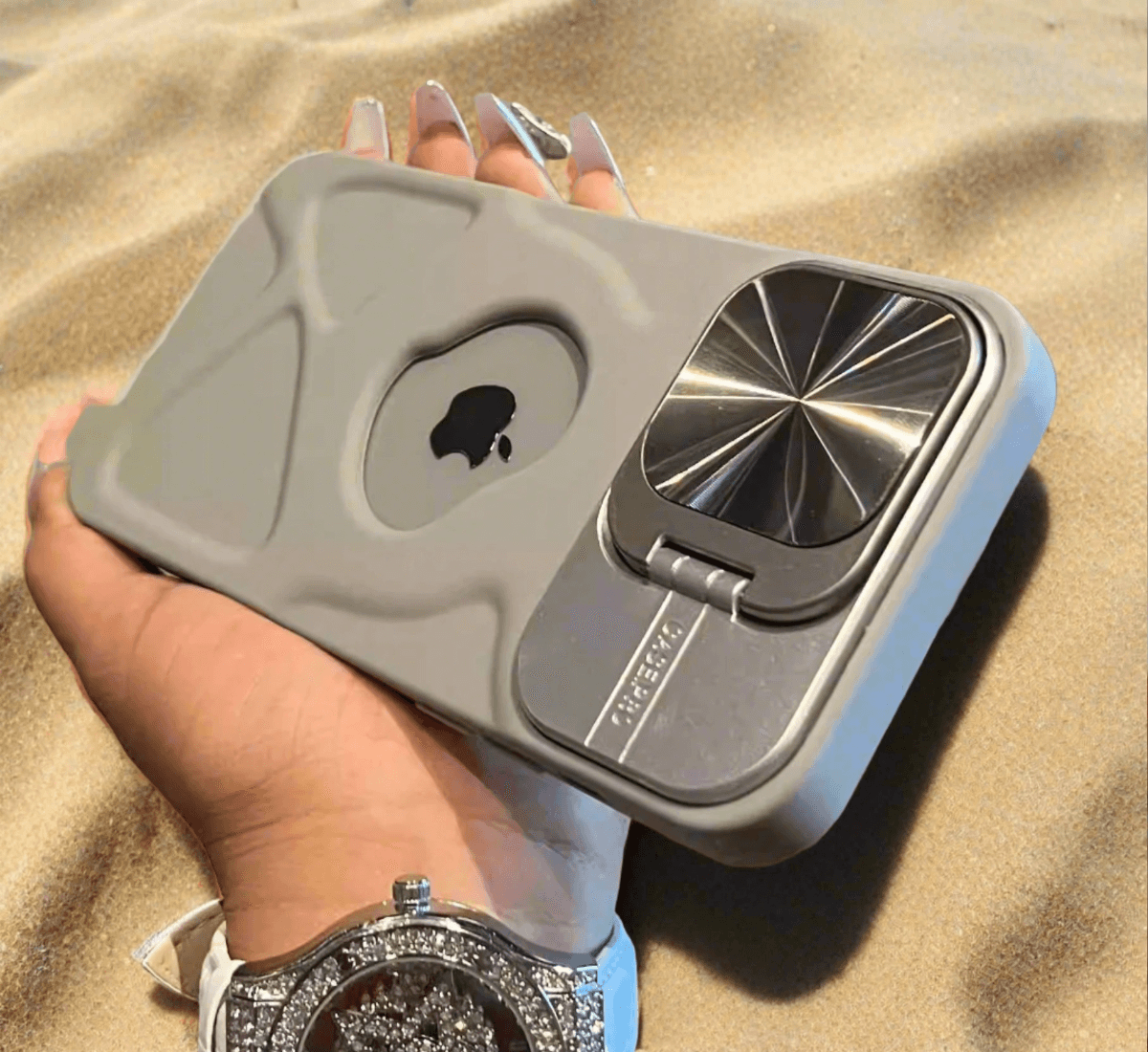 Fashion logo hole magnetic case for iphone lens protection covers