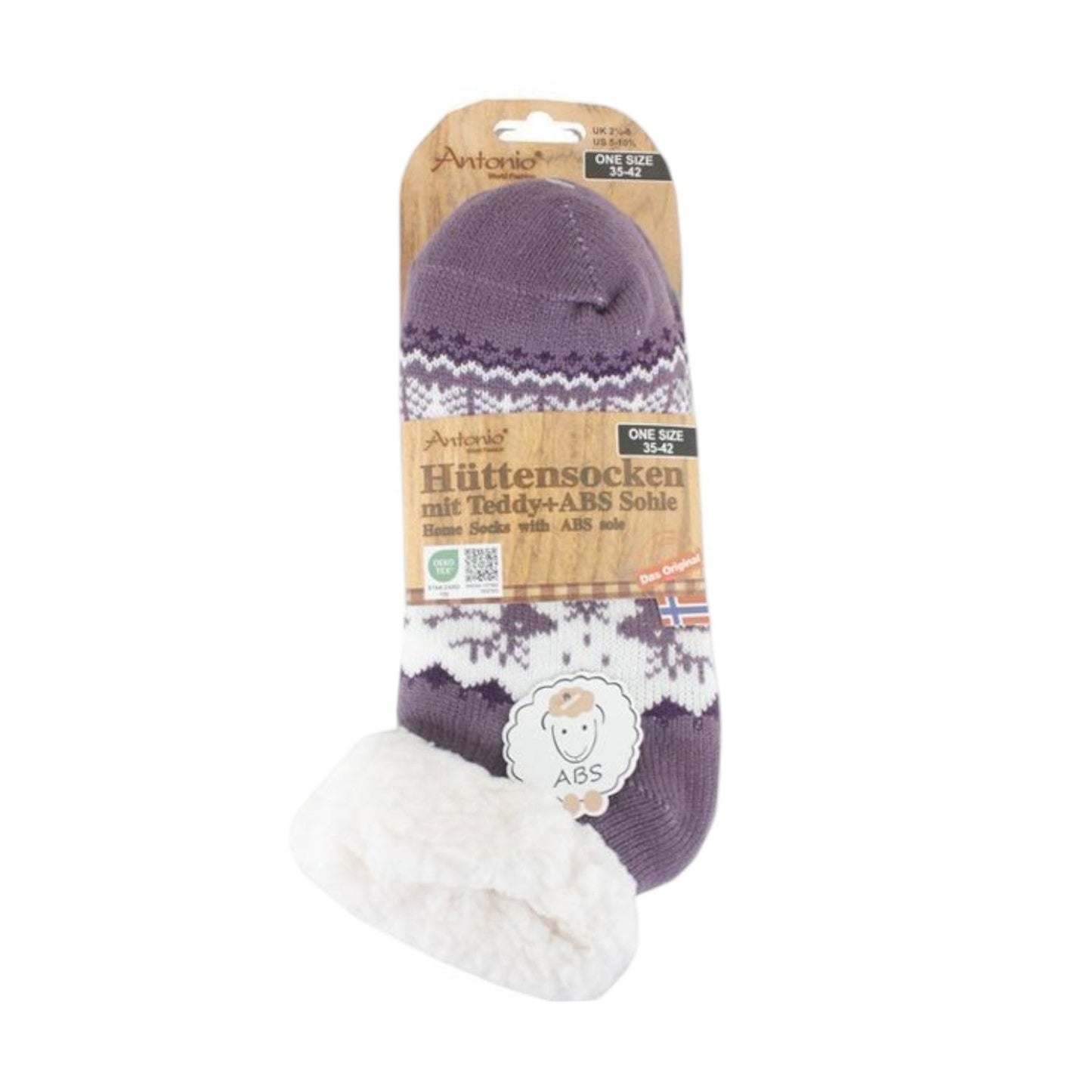 Hüttensocken für Damen » Kuschelsocken » Socken mit Teddy und ABS Sohle » 3/4 Länge | Wintersocken in Einheitsgröße 35-42