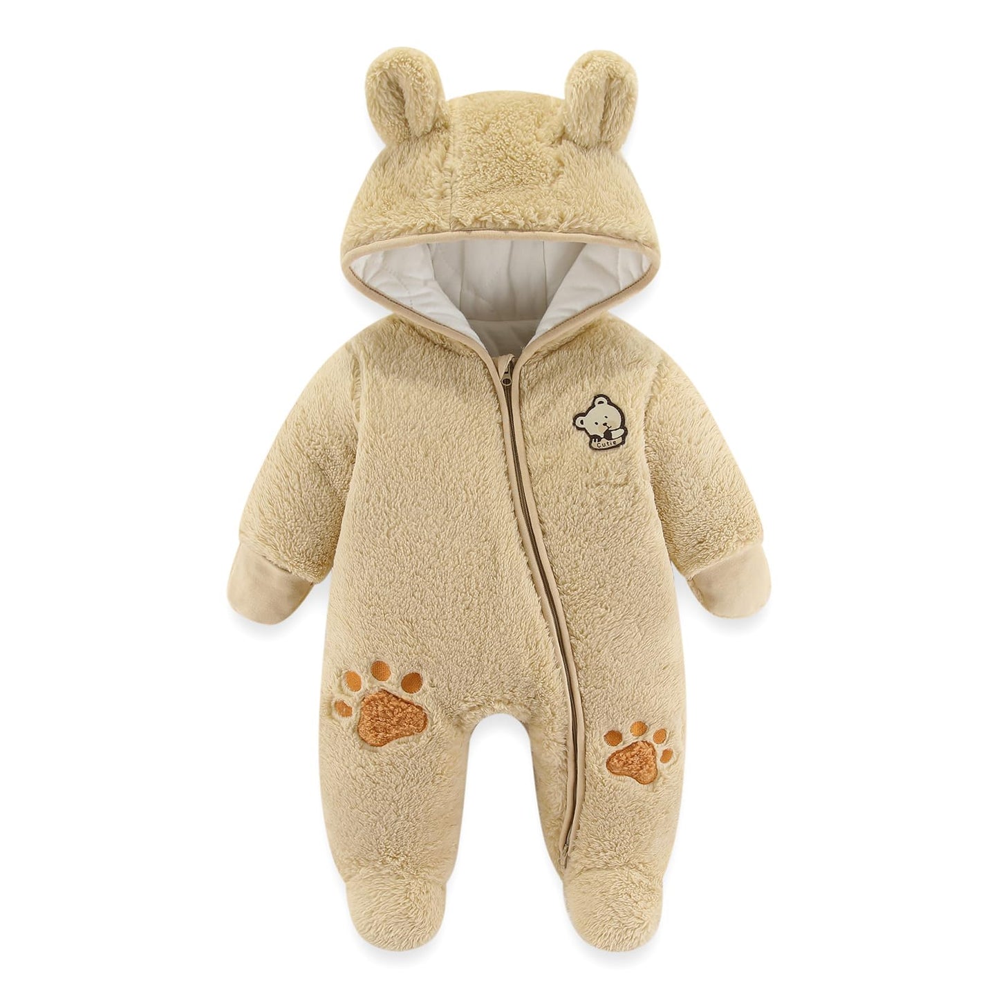 Baby Schneeanzüge Winter Overall mit Kapuze Fleece Strampler Mädchen Jungen Warm Outfits- Gr. 0-3 Monate (59 cm), Gelb