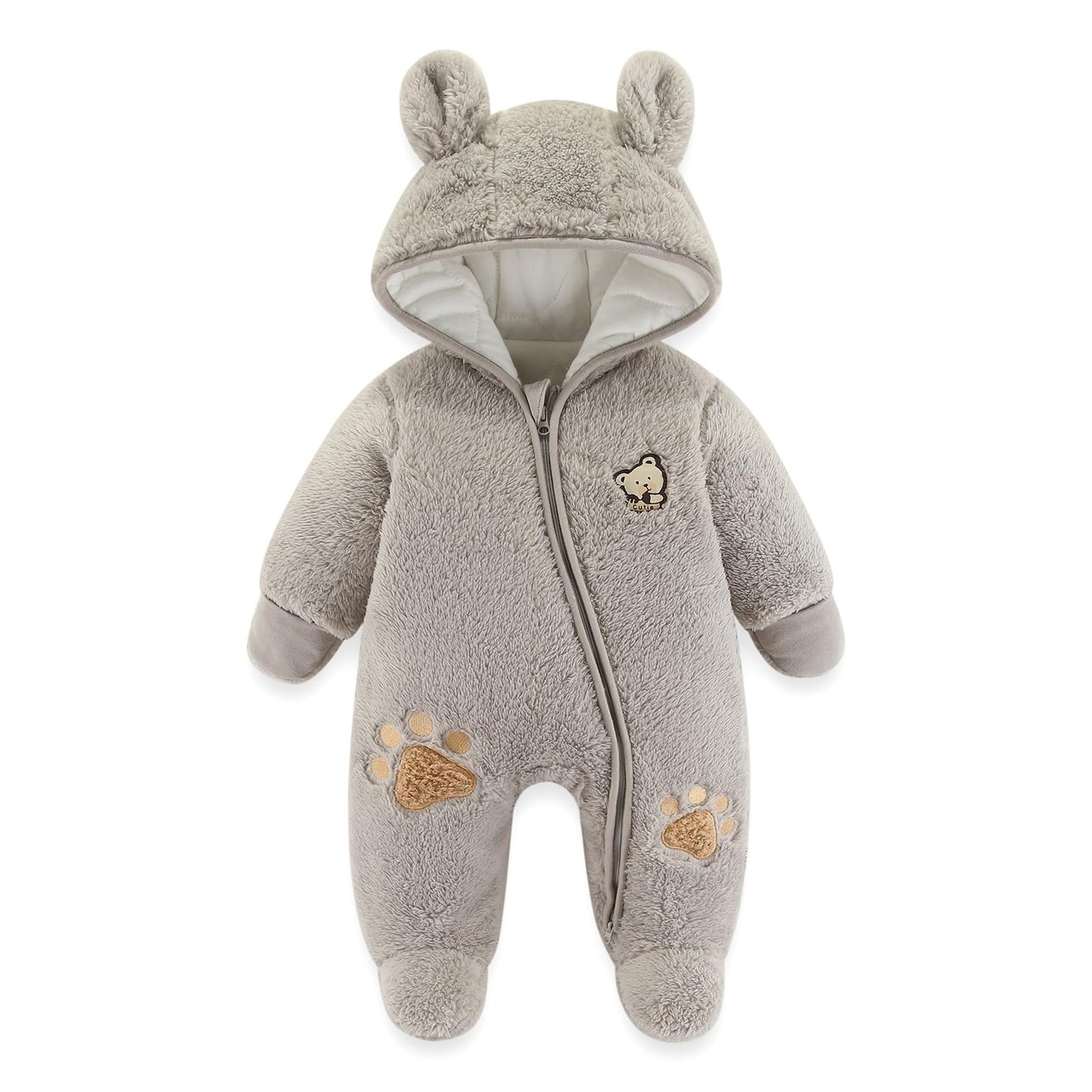 Baby Schneeanzüge Winter Overall mit Kapuze Fleece Strampler Mädchen Jungen Warm Outfits- Gr. 0-3 Monate (59 cm), Gelb
