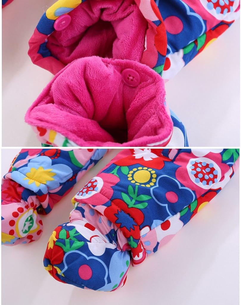 Baby Winter Overall Mit Kapuze Schneeanzüge mit Handschuhen und Füßlinge Mädchen Jungen Warm Kleidungsset