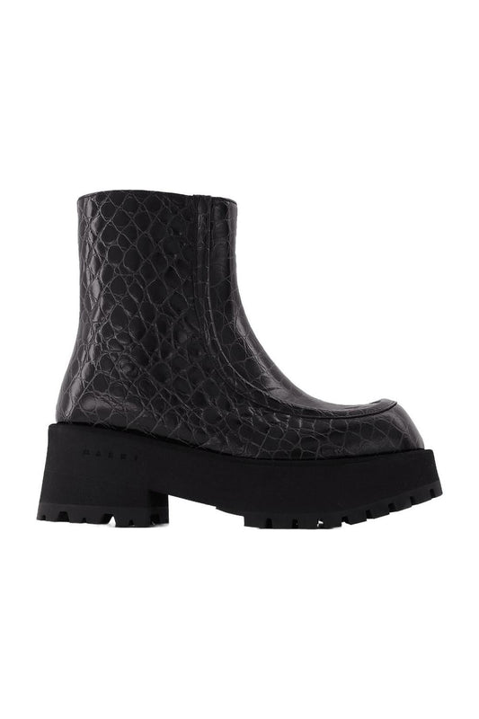 Stiefeletten mit Reißverschluss aus schwarzem Leder