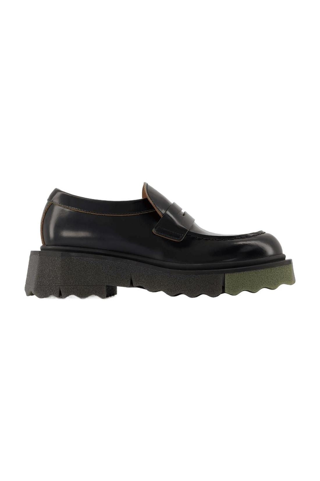 Sponge Loafer Ankle Boots - Off White - Black/Militaire - Leather