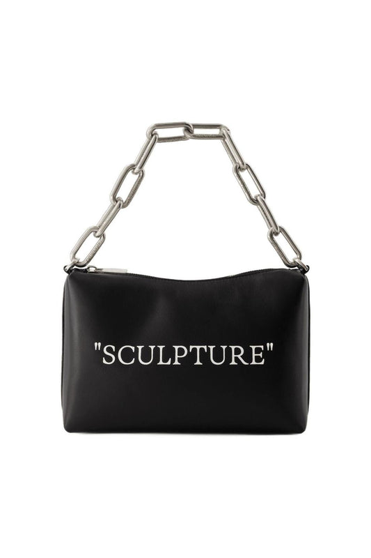 Block Quote Tasche - Off White - Leder - Schwarz/Silber