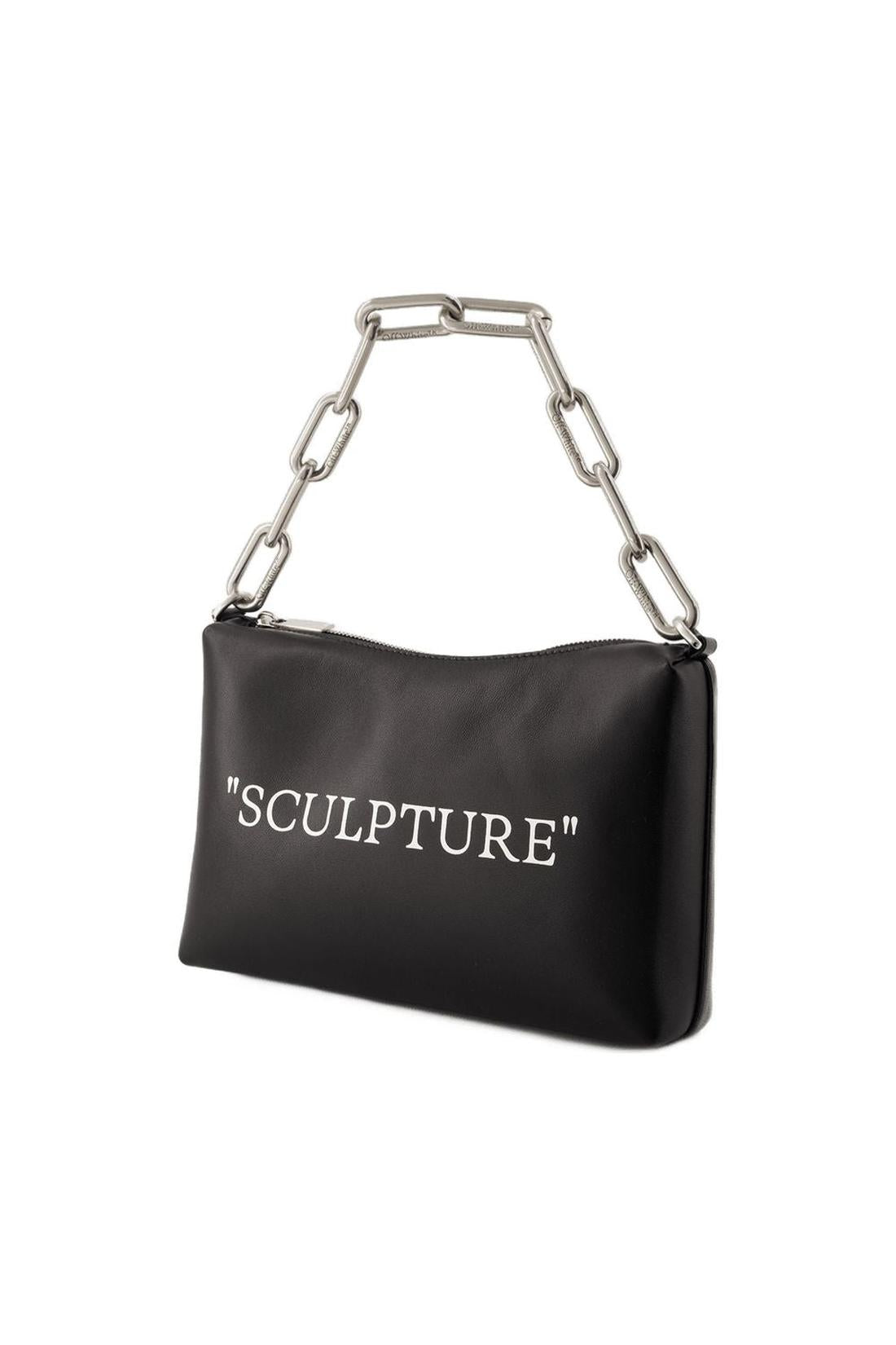 Block Quote Tasche - Off White - Leder - Schwarz/Silber