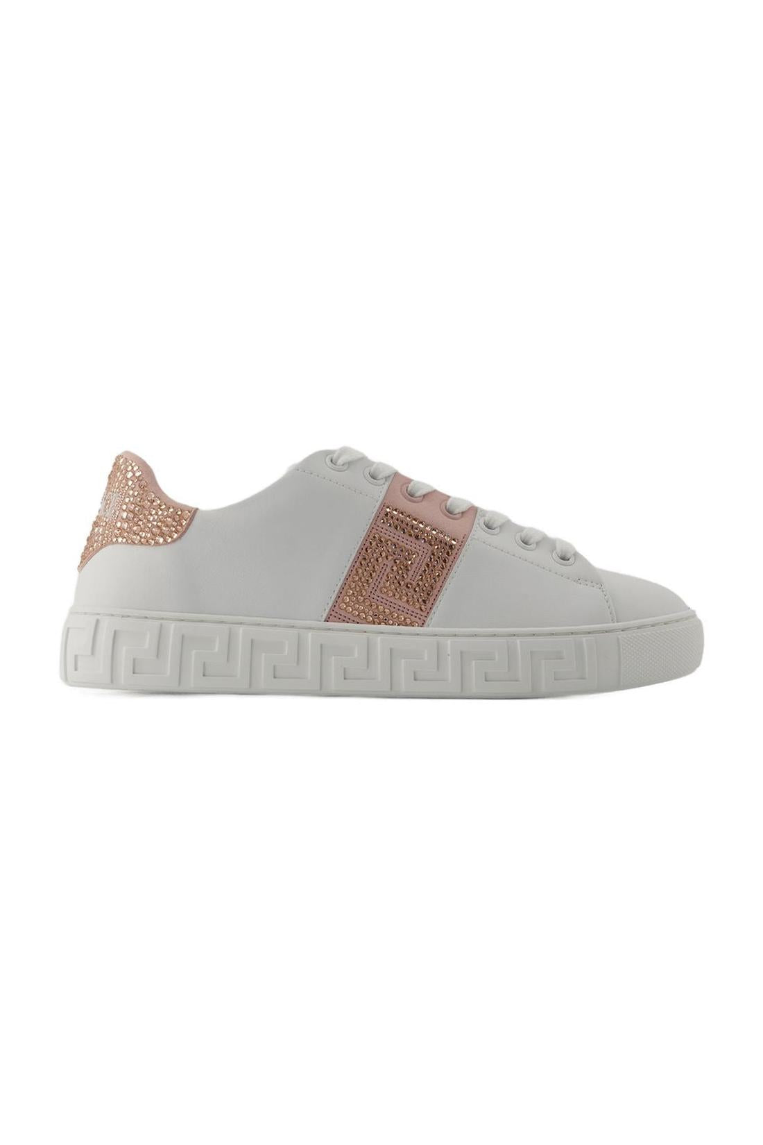 La Greca Sneakers - Versace - Baumwolle - Weiß/Pink