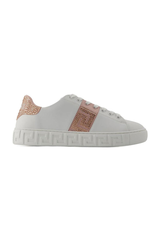 La Greca Sneakers - Versace - Baumwolle - Weiß/Pink