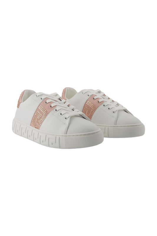 La Greca Sneakers - Versace - Baumwolle - Weiß/Pink