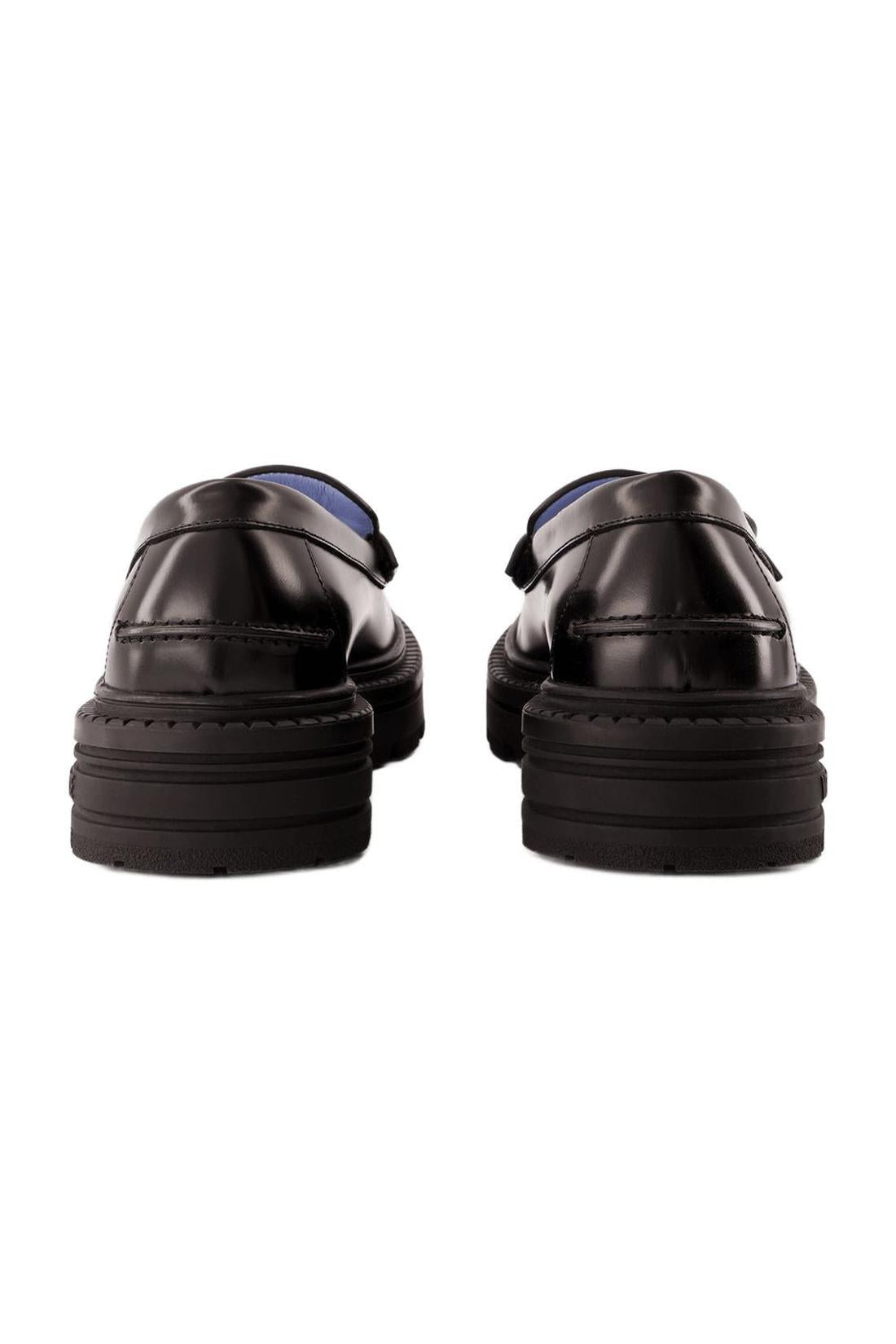 Flache Schuhe Loafers Calf Leather - Versace - Leder - Schwarz