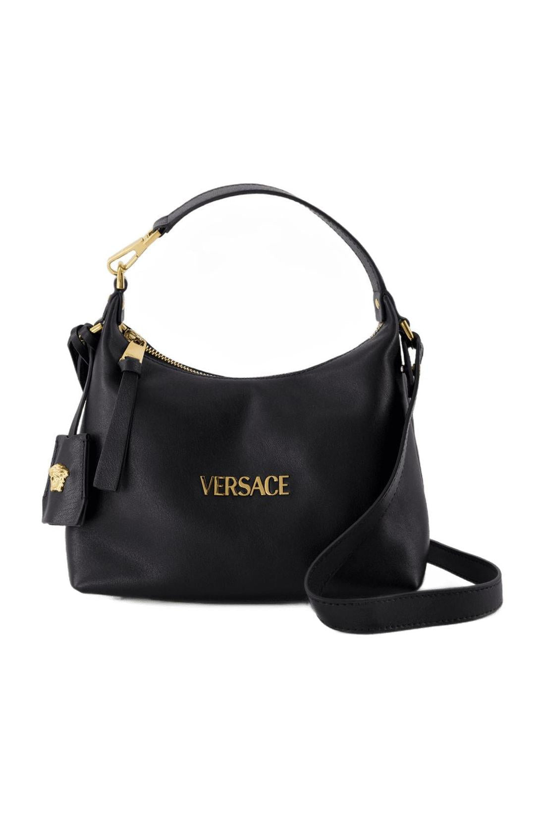 Schultertasche - Versace - Leder - Schwarz