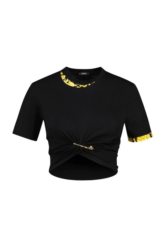 Barocco T-Shirt - Versace - Baumwolle - Schwarz