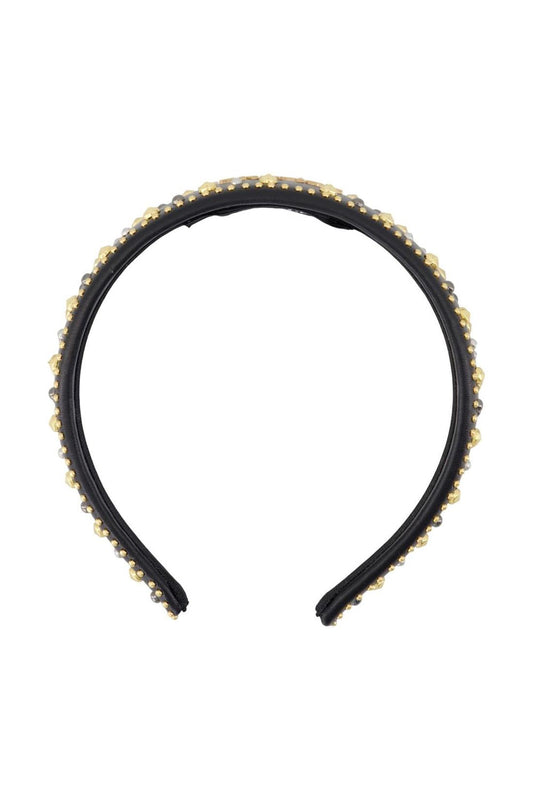 Lettering Haarreif - Versace - Leder - Schwarz