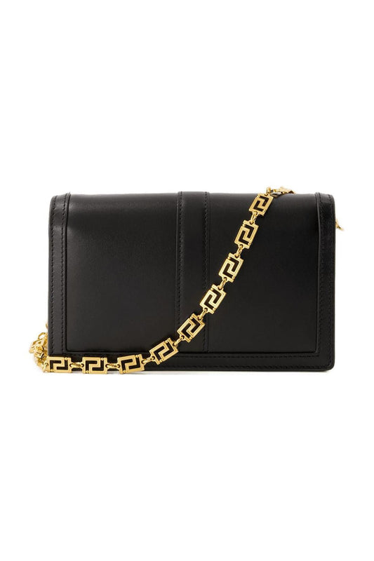 Wallet On Chain Greca Goddess - Versace - Leder - Schwarz