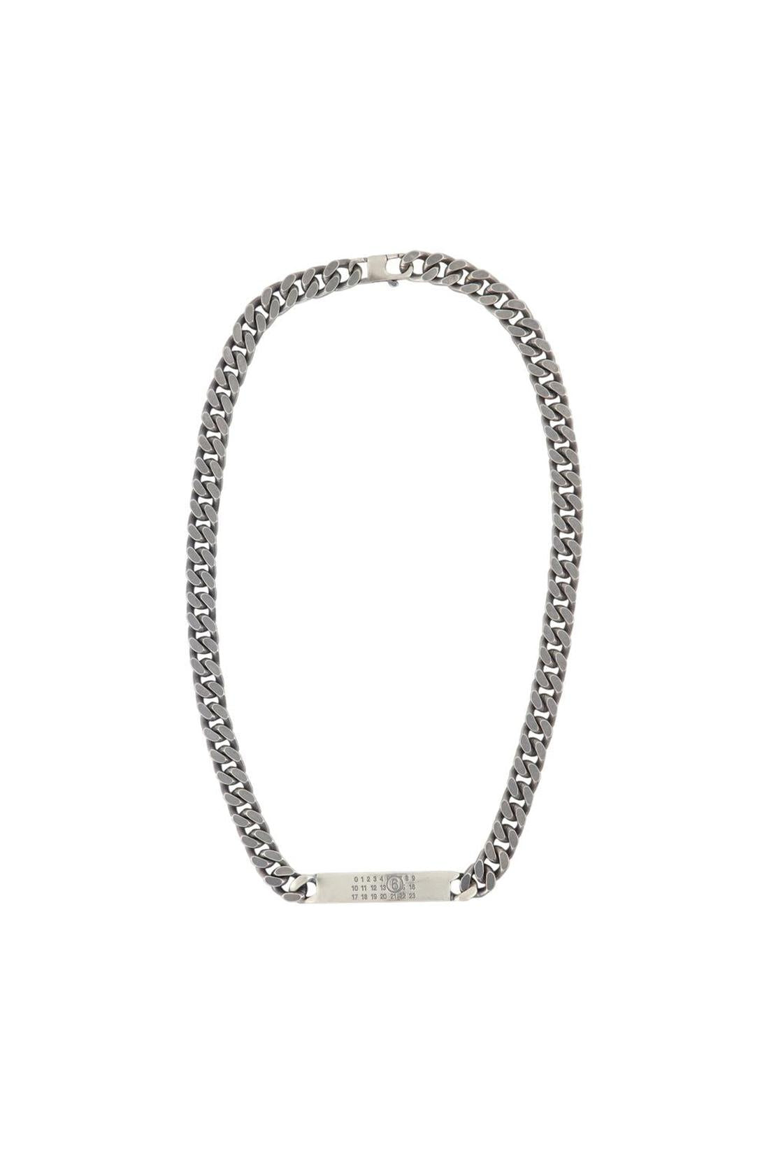Minimal Logo Id Tag Halskette - MM6 Maison Margiela - Metall - Silber