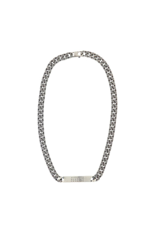 Minimal Logo Id Tag Halskette - MM6 Maison Margiela - Metall - Silber