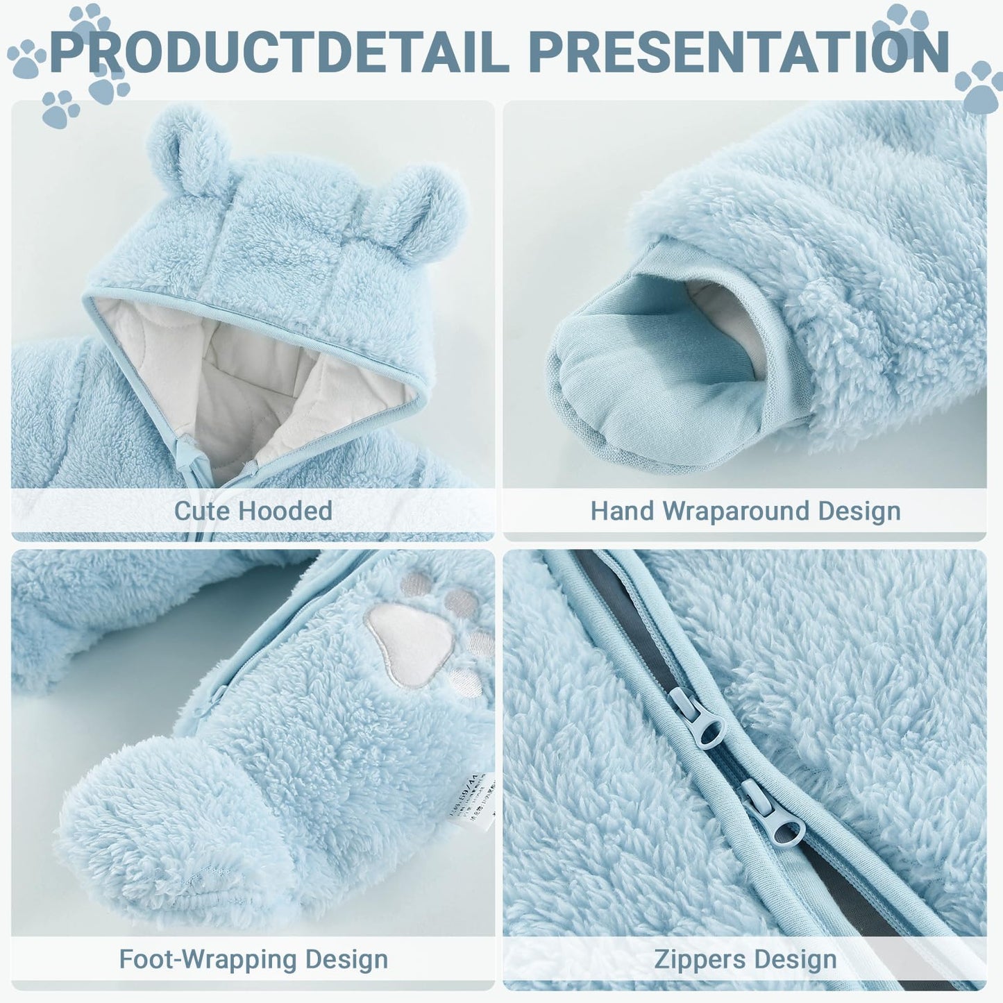 Baby Schneeanzüge Winter Overall mit Kapuze Fleece Strampler Mädchen Jungen Warm Outfits- Gr. 0-3 Monate (59 cm), Gelb