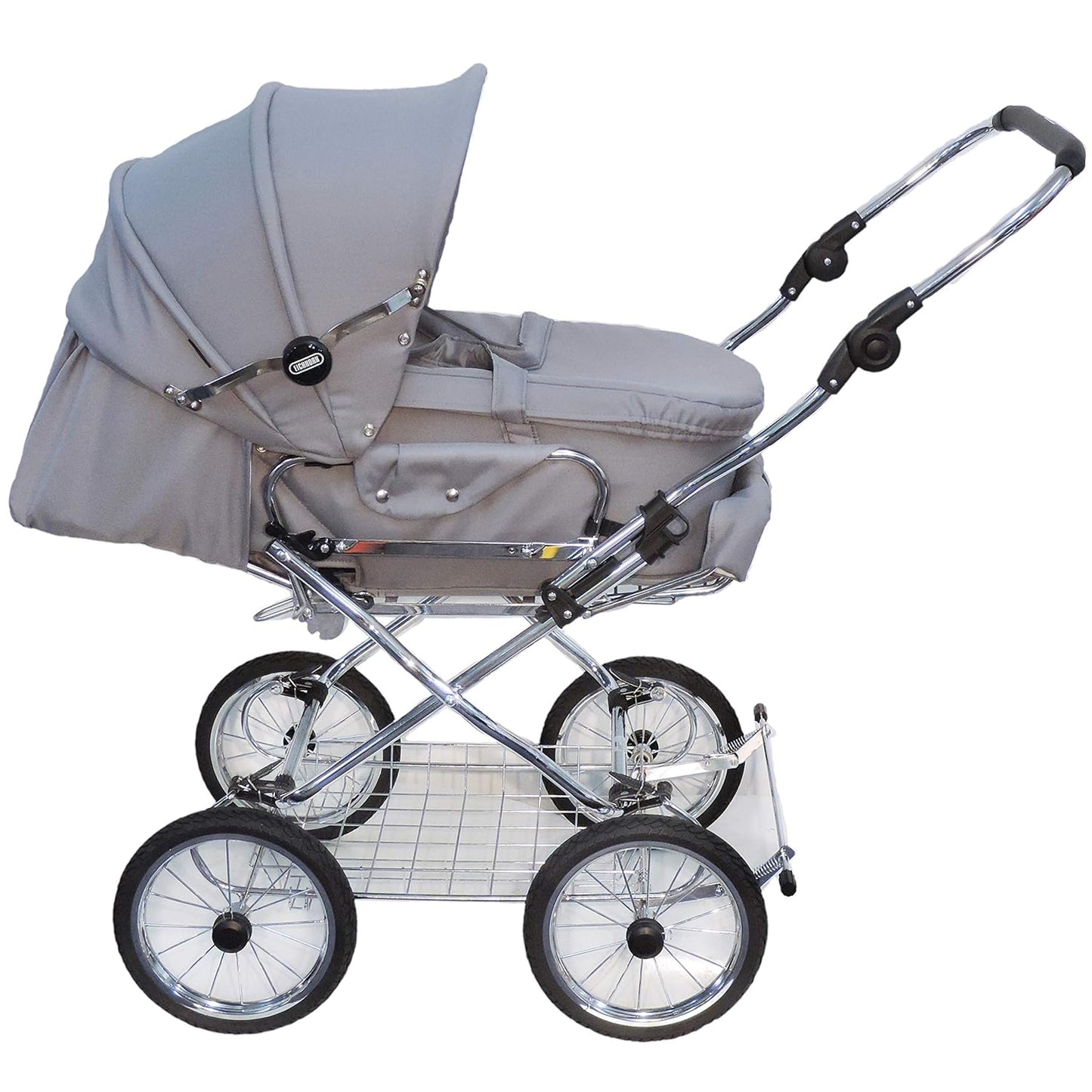EICHHORN Kinderwagen Kombikinderwagen Komplett-Set, 0-3 Jahre, umbaubar zum Sportwagen, inklusive Babytragetasche, Stoff Grau, ECCO-Räder