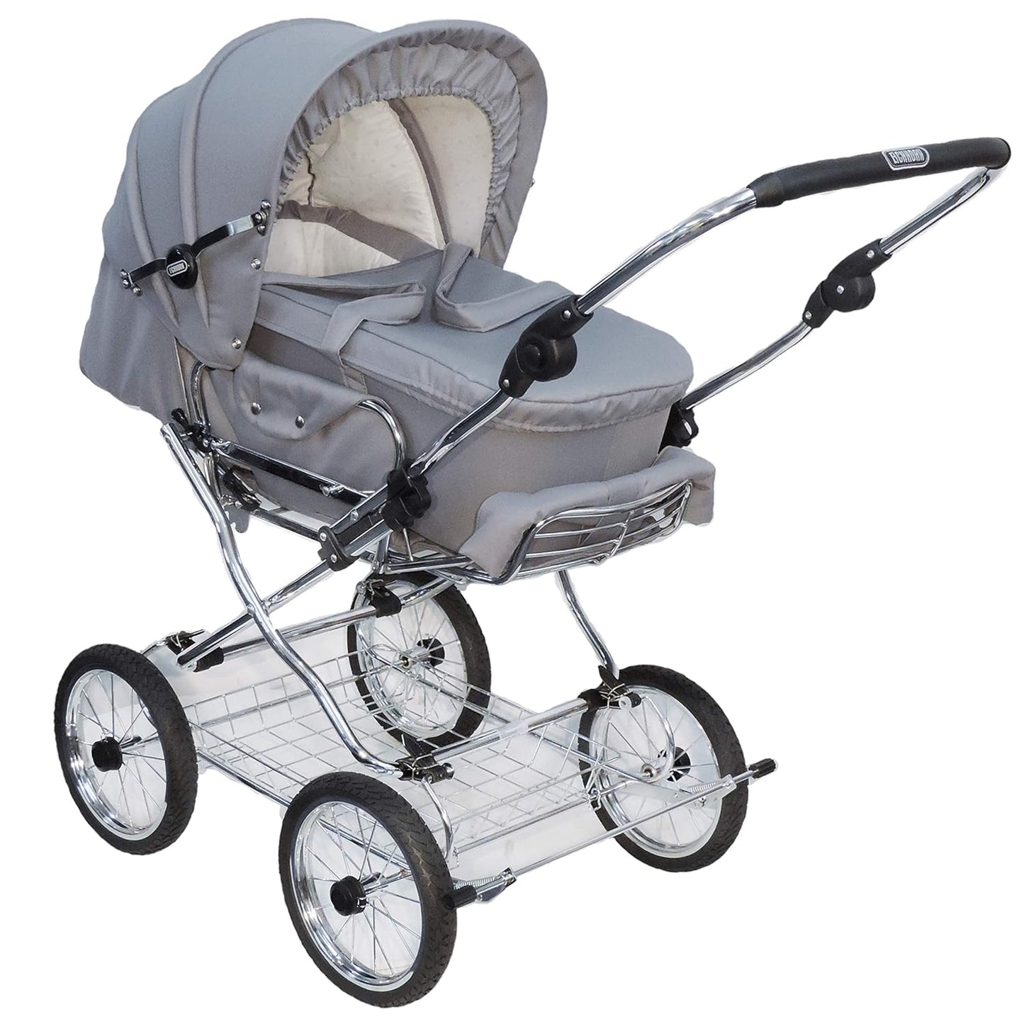 EICHHORN Kinderwagen Kombikinderwagen Komplett-Set, 0-3 Jahre, umbaubar zum Sportwagen, inklusive Babytragetasche, Stoff Grau, ECCO-Räder