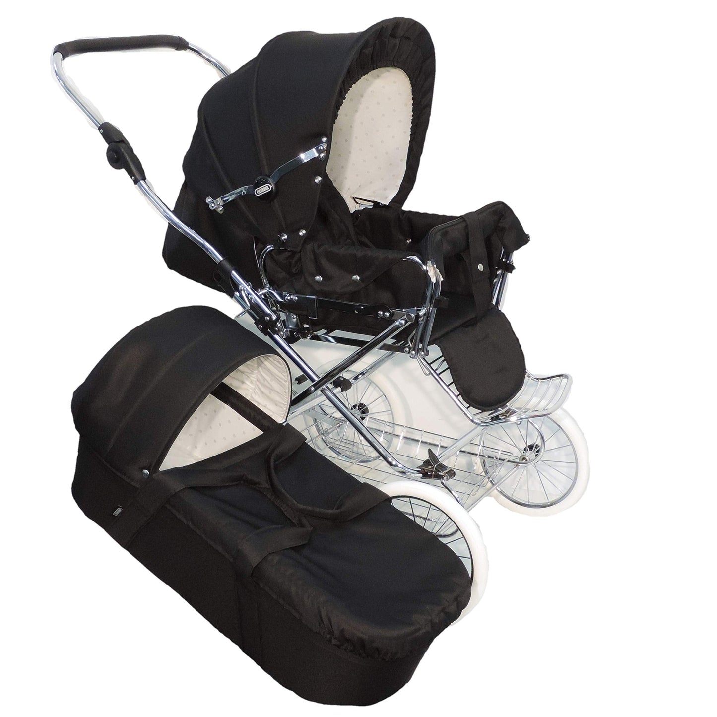 EICHHORN Kinderwagen Kombikinderwagen Komplett-Set, 0-3 Jahre, umbaubar zum Sportwagen, inklusive Babytragetasche, EVA-Rad, marineblau