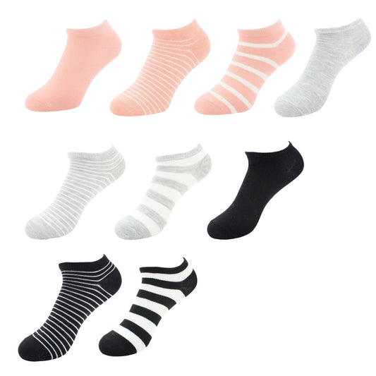 9er Pack Damen Sneaker Socken » Set 9 Paar Strümpfe » Sneakersocken & Kurzsocken » gestreifte Damensocken für Sneaker & Sportschuhe