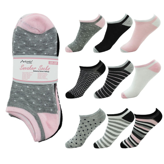 10er Pack Damen Sneaker Socken » Set 10 Paar Strümpfe » Sneakersocken & Kurzsocken in Einheitsgröße (36-41)