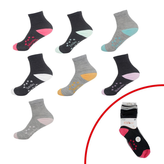 Kinder Socken Set » 7 Paar Strümpfe für jeden Tag » Kinderstrümpfe Wochentag » Bunte Kindersocken