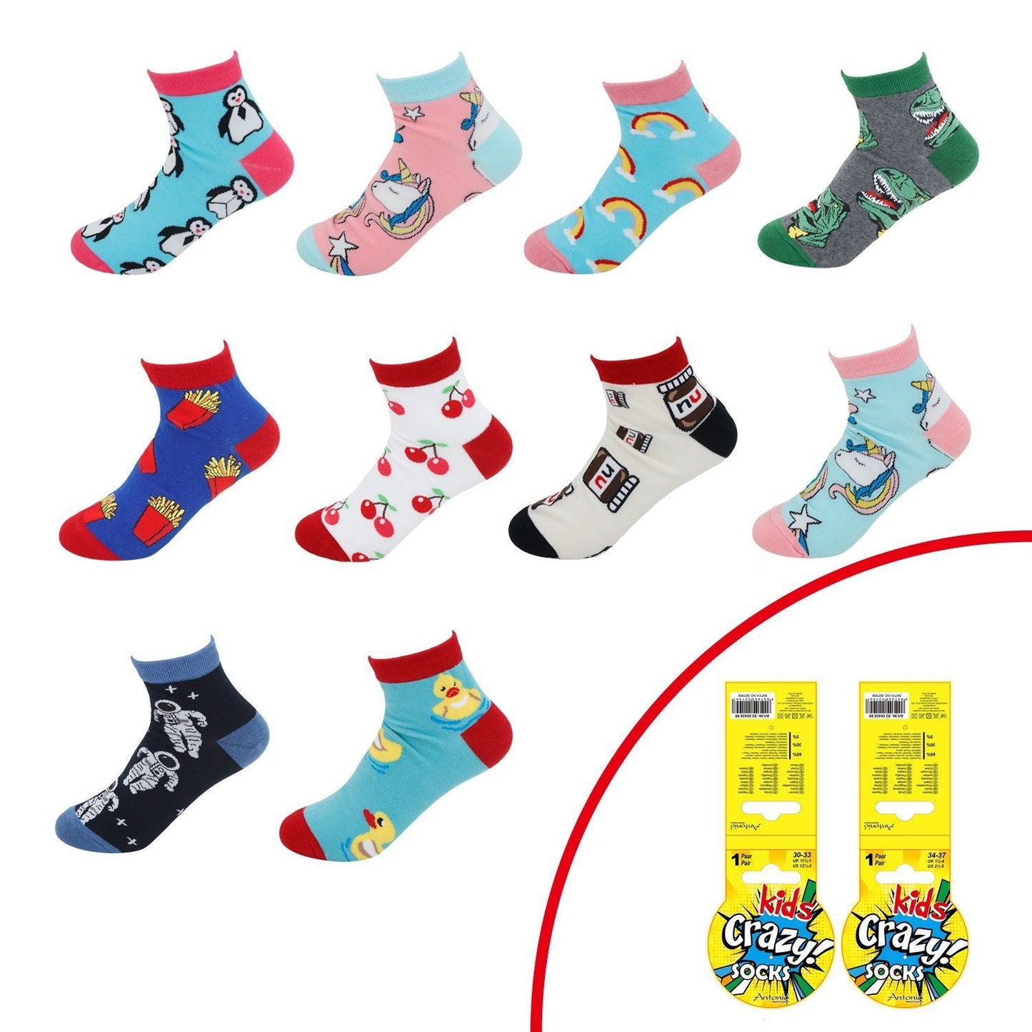 Kinder Crazy Socks » Bunte Kindersocken » Kinderstrümpfe » Füßlinge » Kinder Socken Größe 30-33 und 34-37
