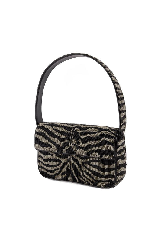 Tommy Beaded Schultertasche - Staud - Kunstleder - Schwarz