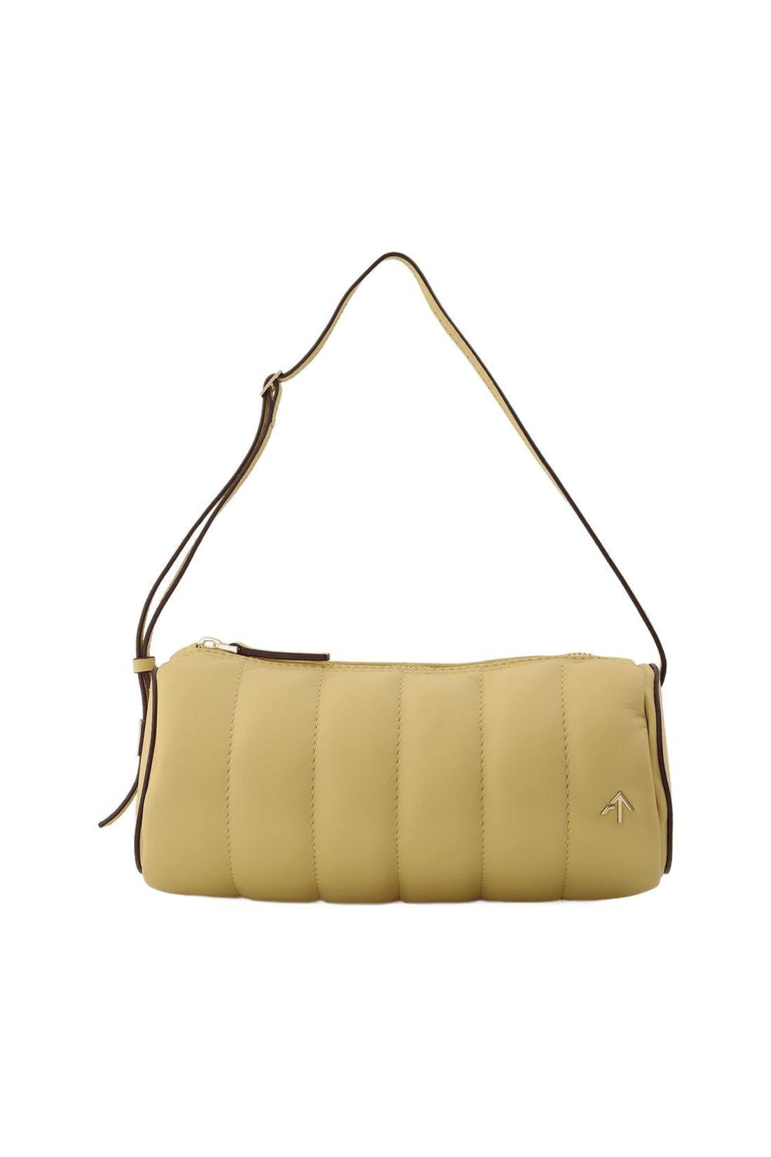 Tasche Padded Cylinder aus Leder Crème