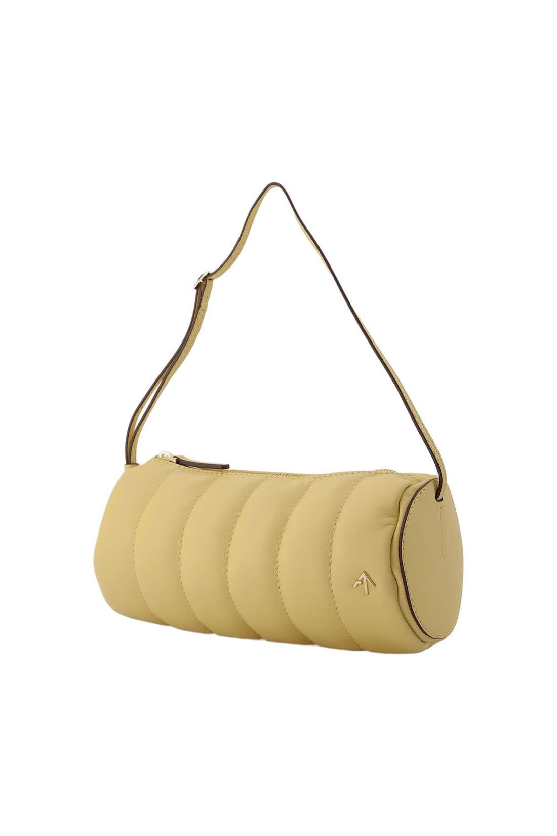 Tasche Padded Cylinder aus Leder Crème