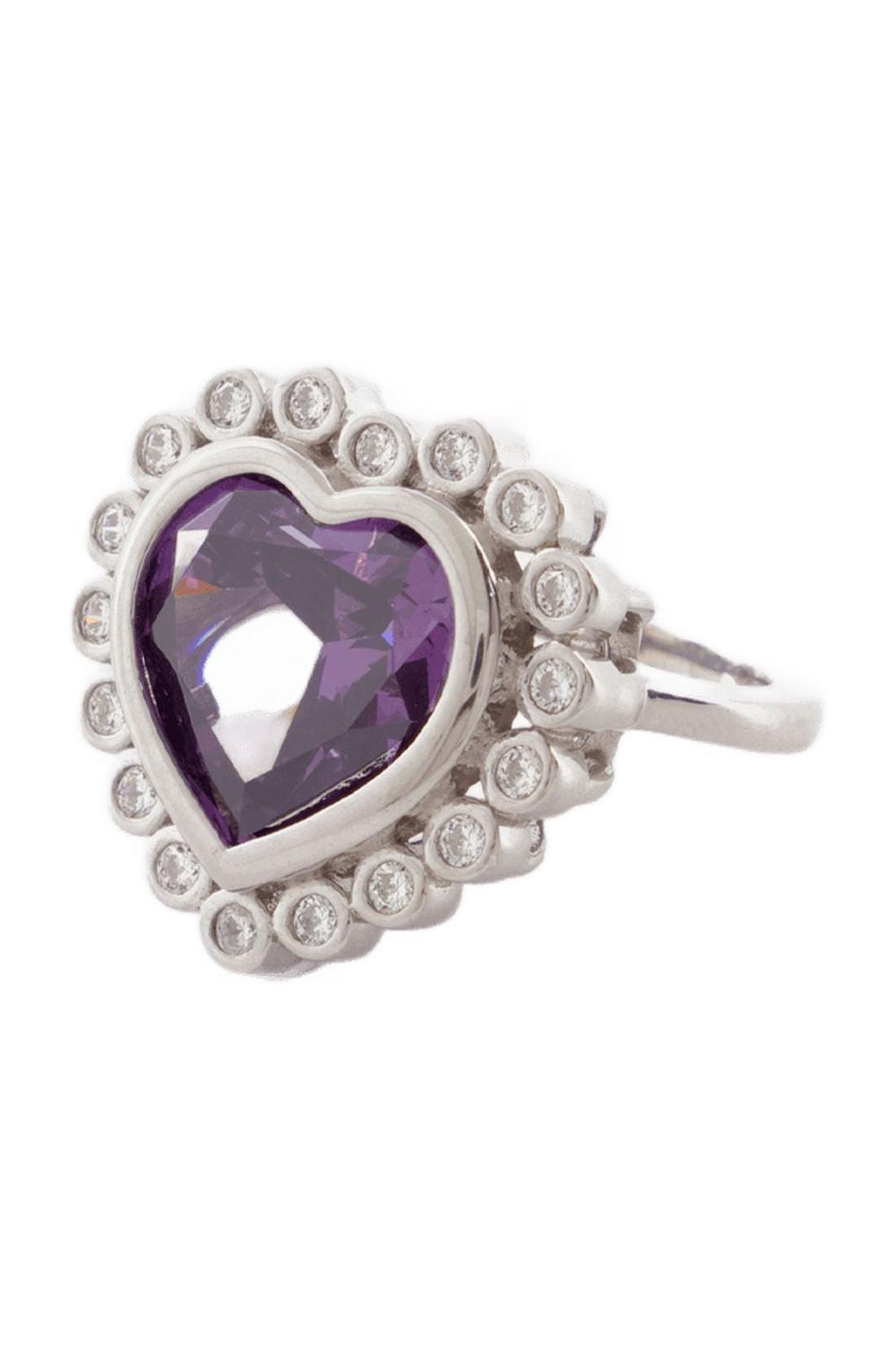 Ring N-Dia Heart 3 aus violett/Silber mit Rhodium beschichtet