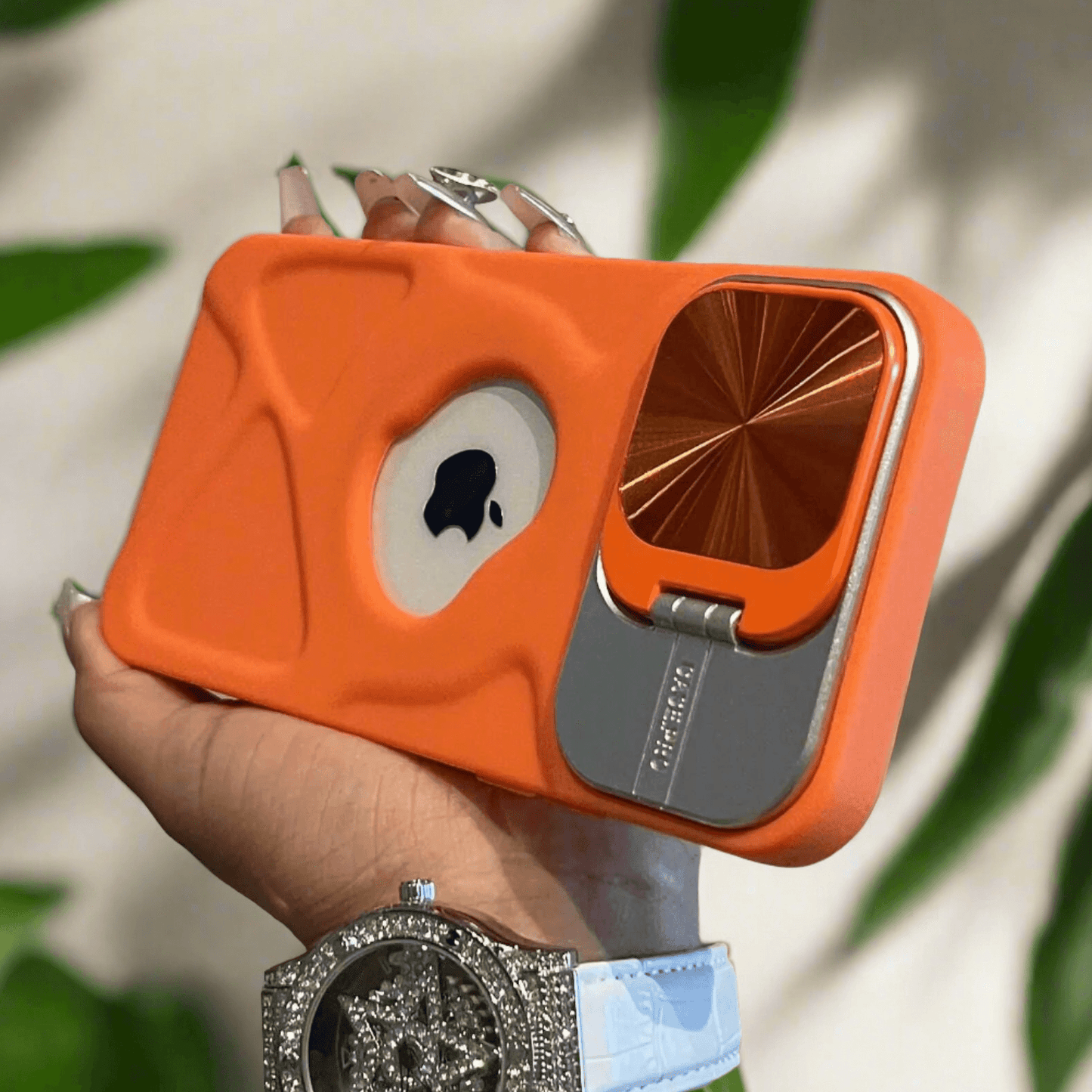 Fashion logo hole magnetic case for iphone lens protection covers