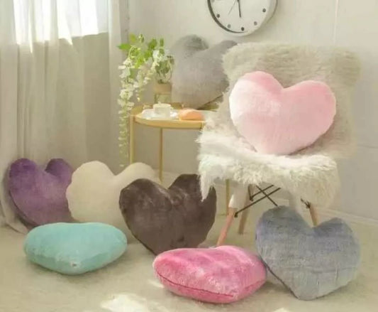 Herzkissen » Kuschelkissen 45 x 45 cm » weiches Herz Kissen » Dekokissen » Zierkissen aus Kunstfell