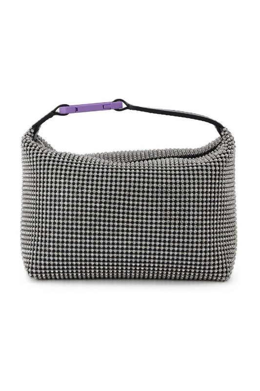 Tasche Moonbag aus schwarzem Leder und Kristallen