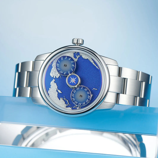Earth automatic watch unique earth design stainless steel waterproof luminous dial