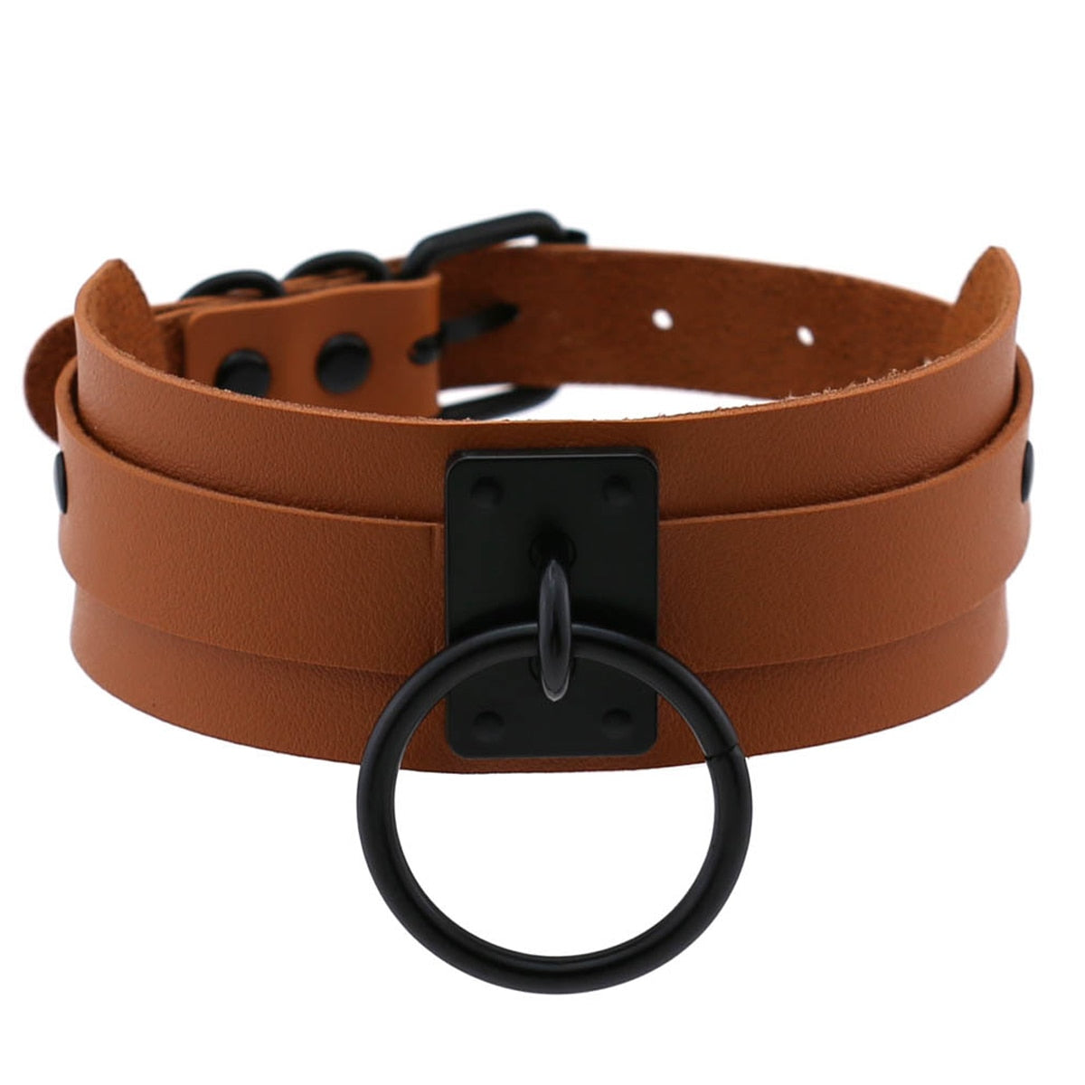 Leather Look Choker Collar