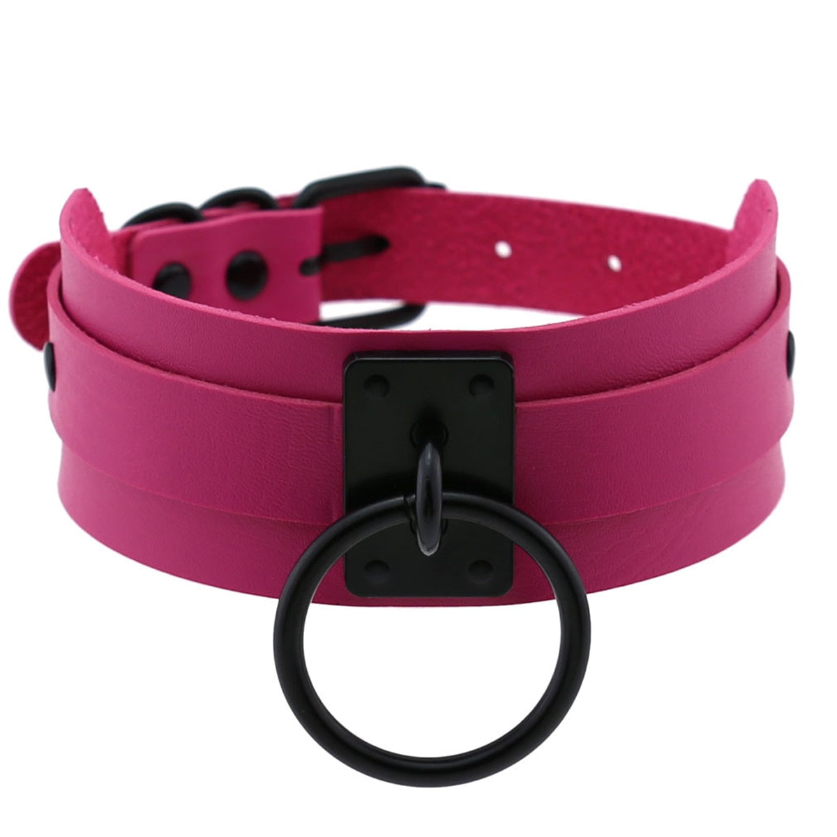 Leather Look Choker Collar