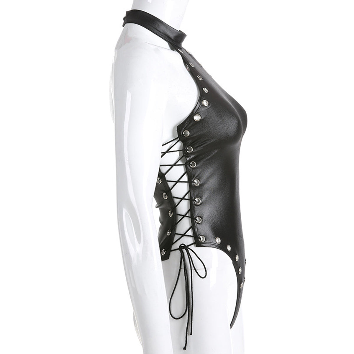 Tie-Up Patent Bodysuit