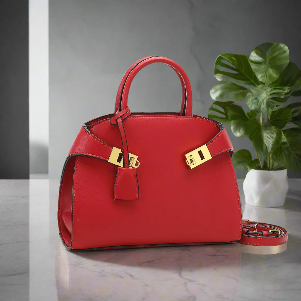 Ari modern classic shell bag – soft structured style double lock charm