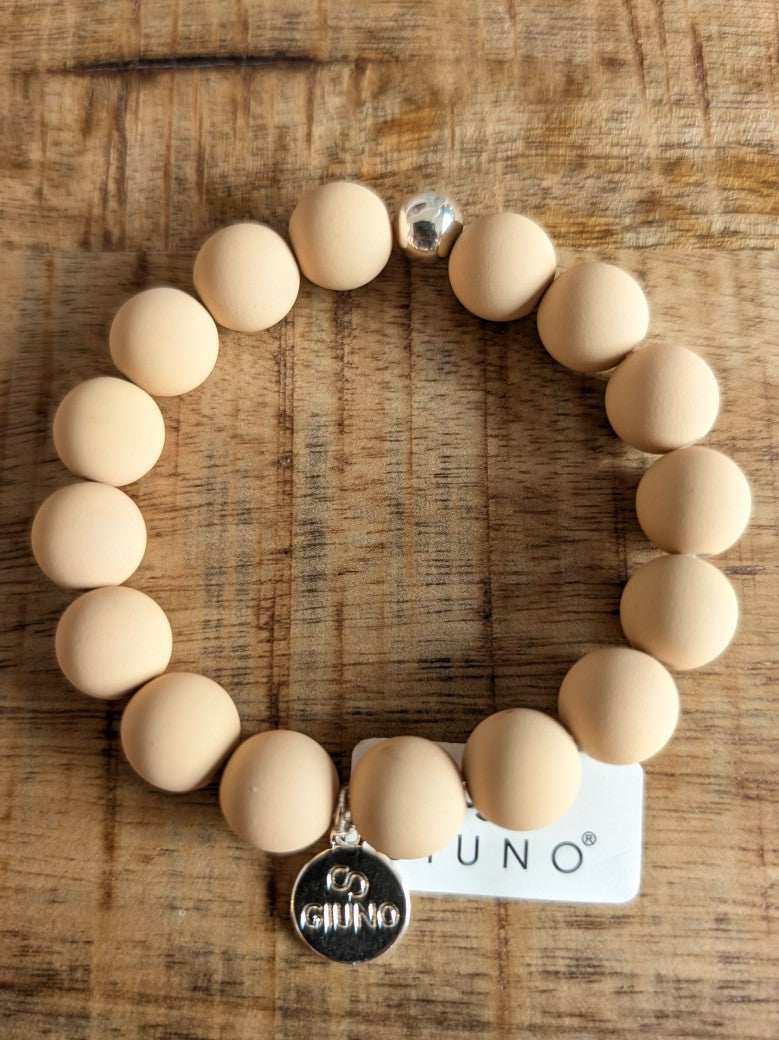 Armband elastisch Acryl Kupfer Beige Warm Matt Perlen M, One Size Giuno ARU227-17